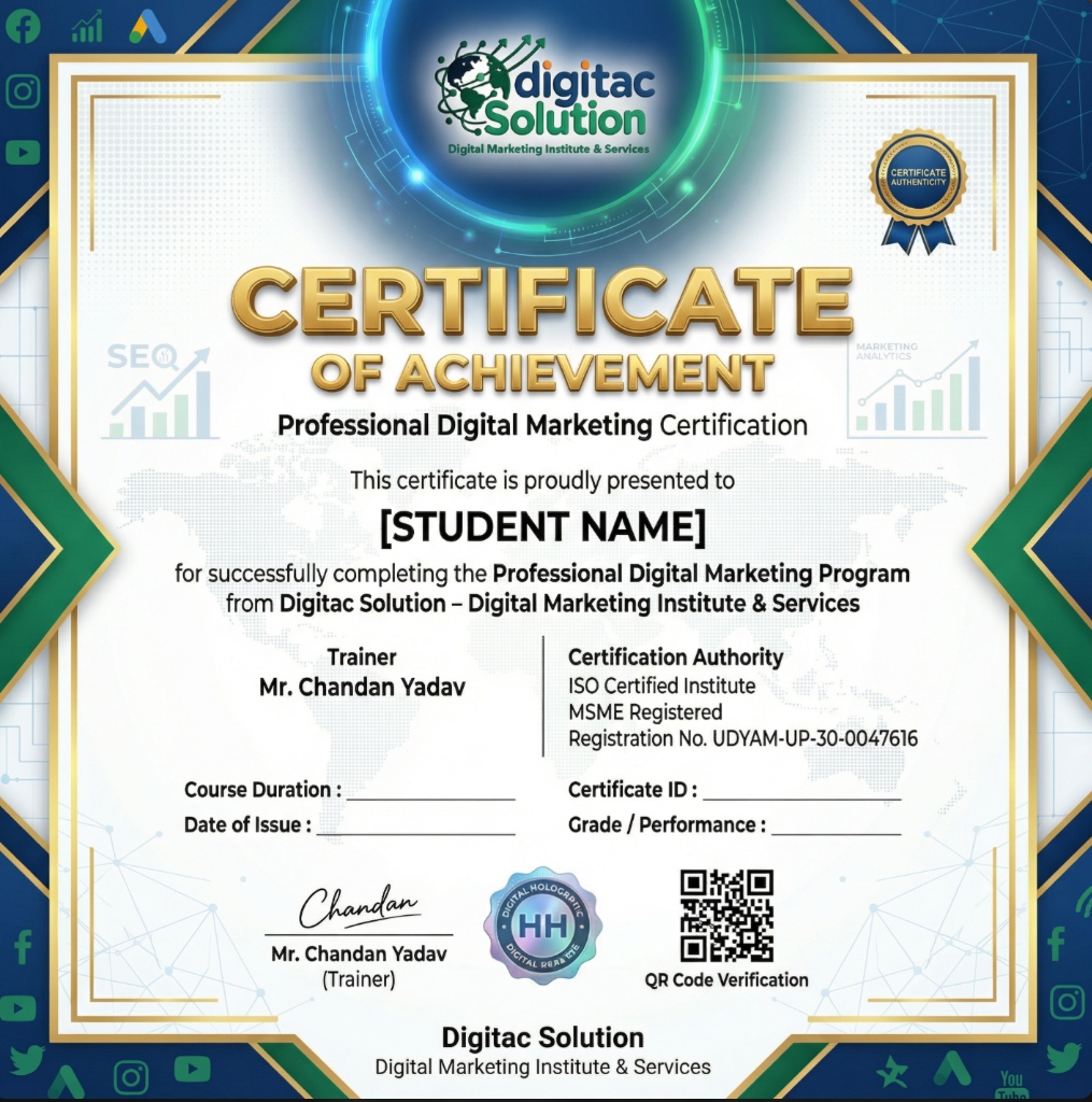 Digitac Solution Certificate